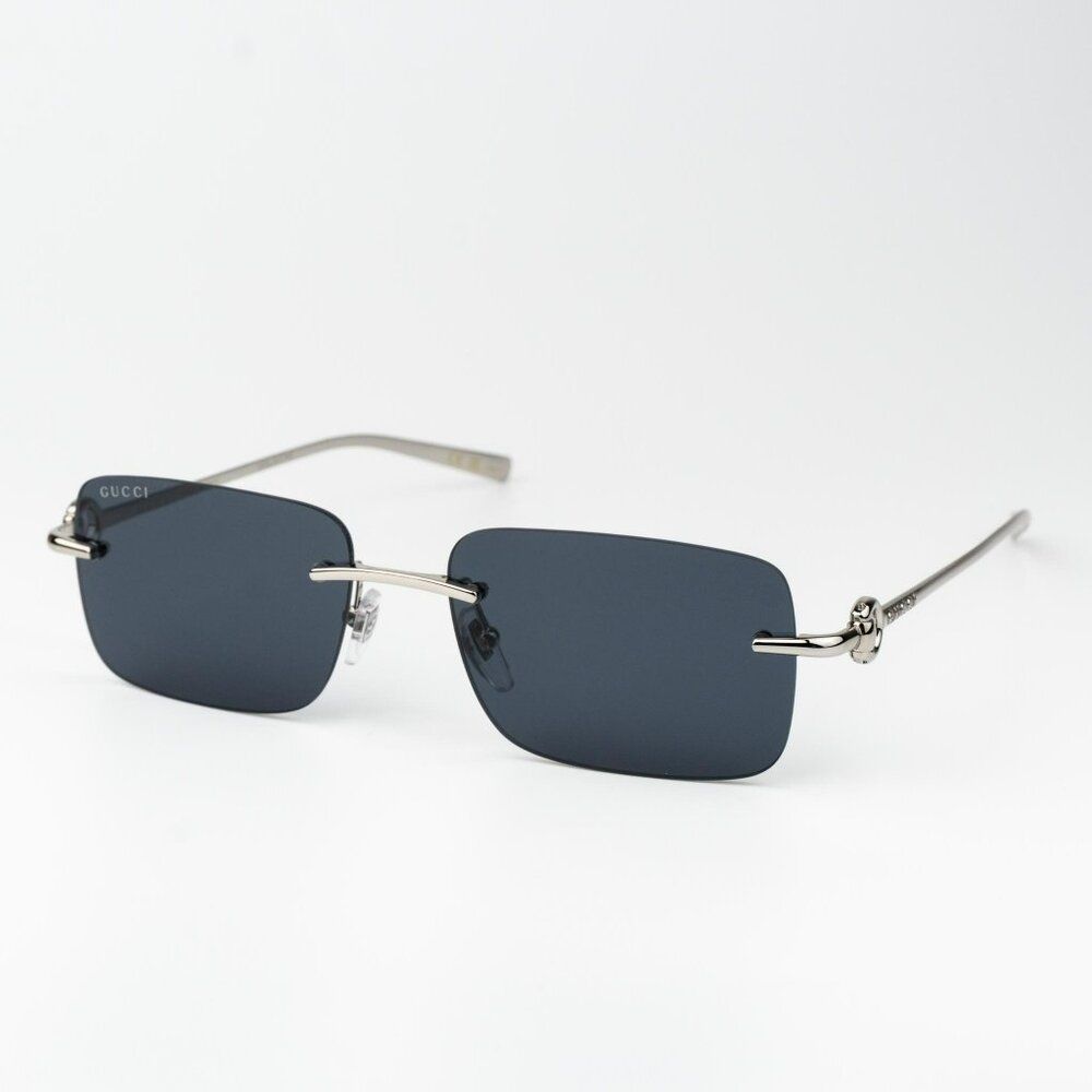 Gucci Women Sunglasses Silver Blue Rectangle Gg1703s 003 Brand New